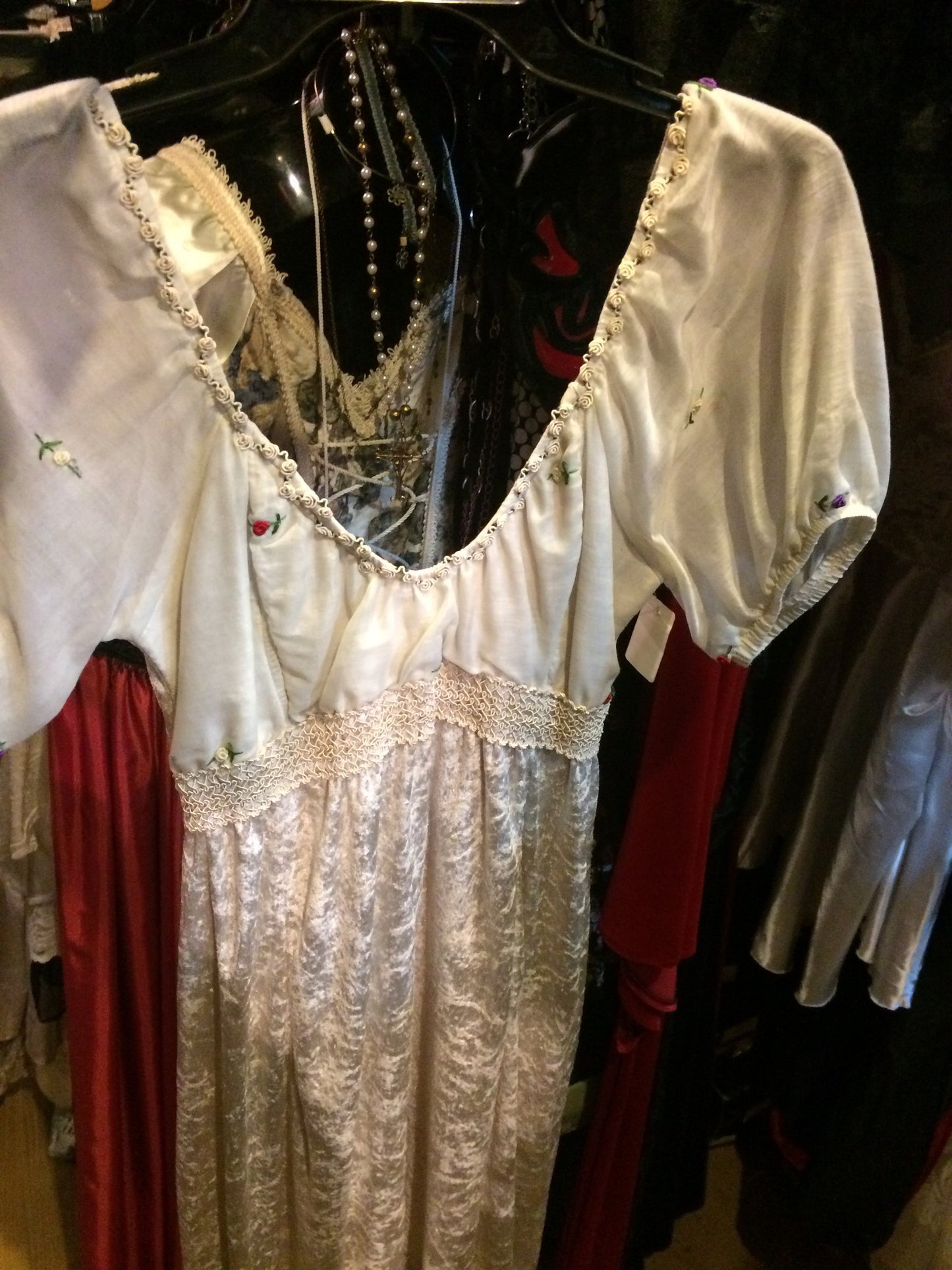 White pretty flowers gown