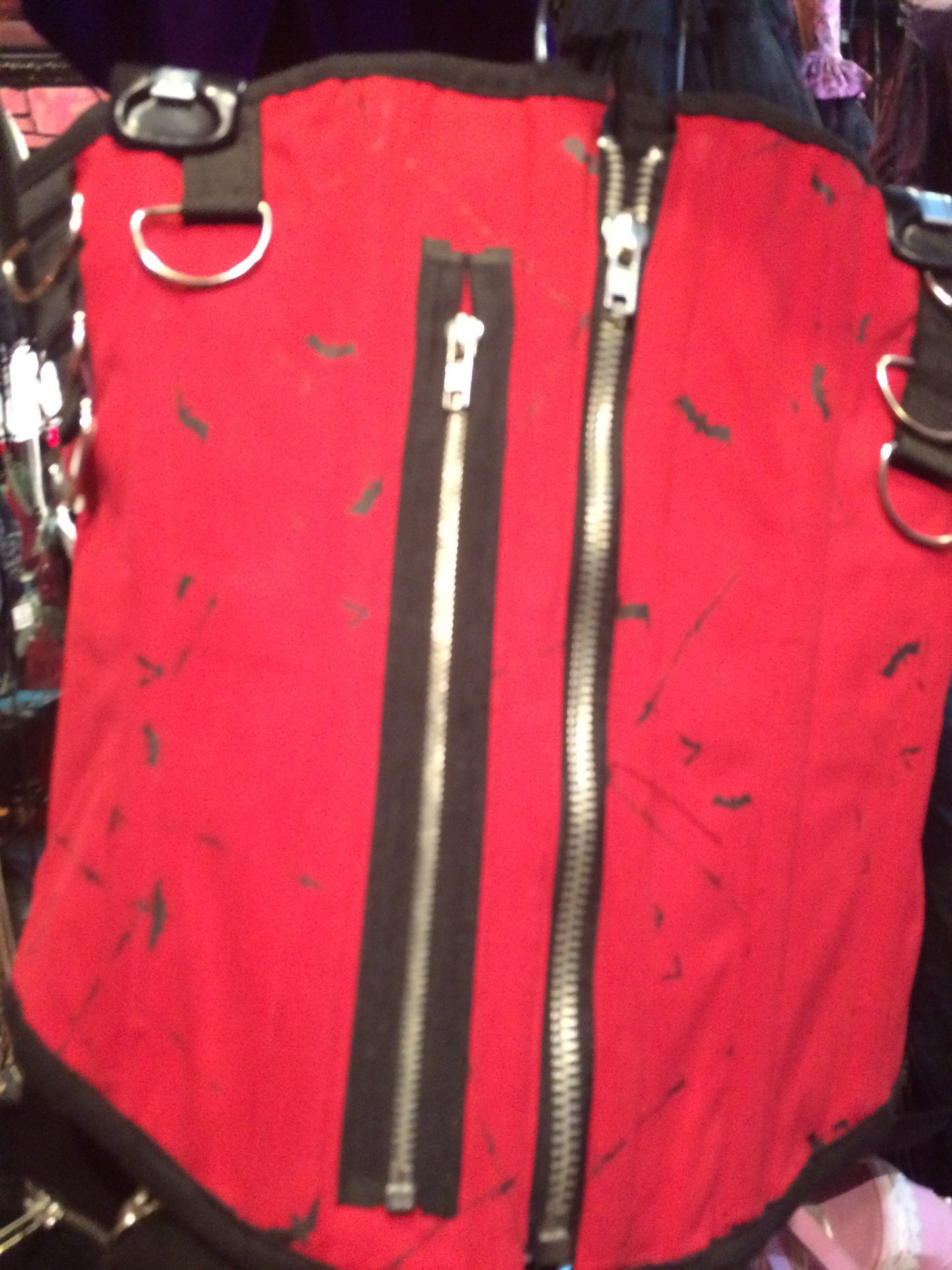Red corset with black bats