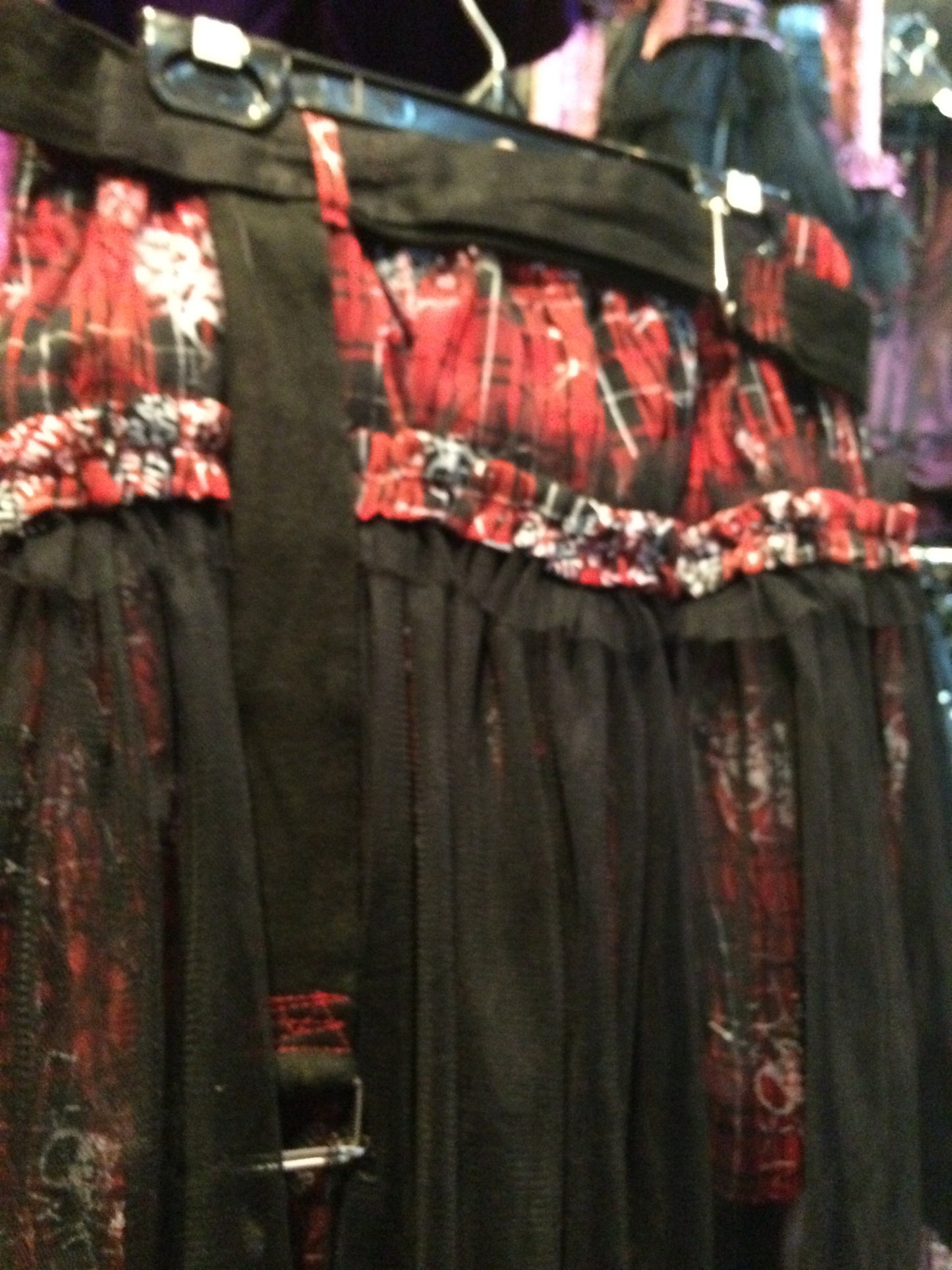 Red skirt and sheer