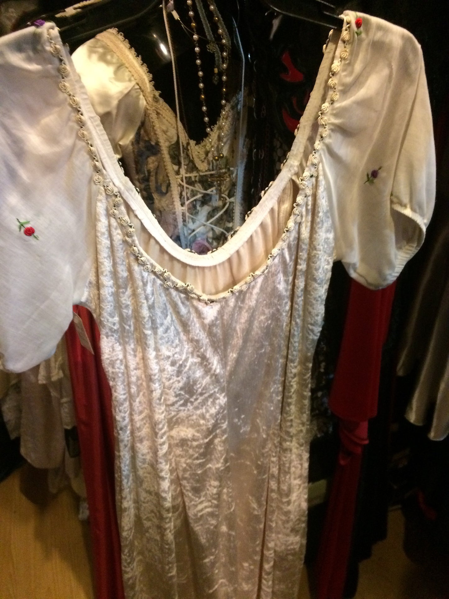 White pretty flowers gown