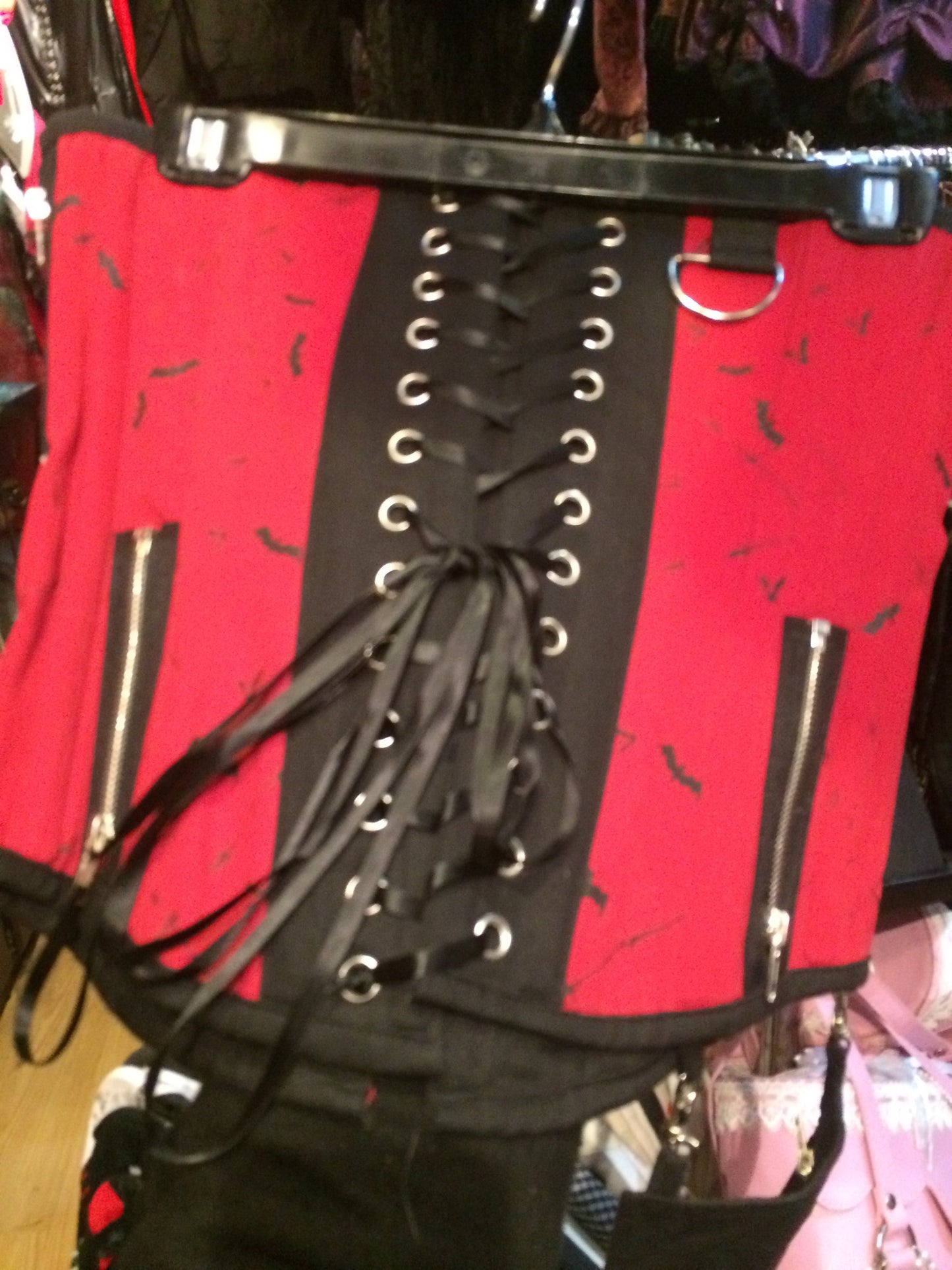 Red corset with black bats