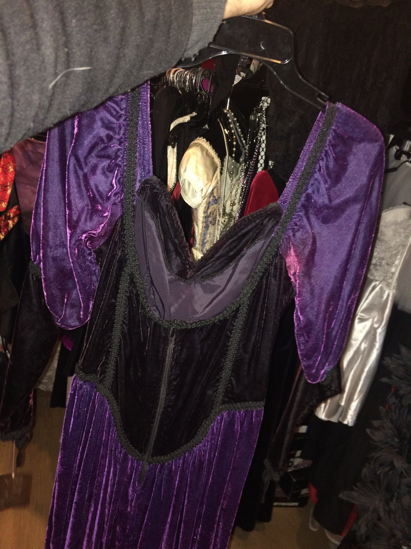 Velvet dress purple black
