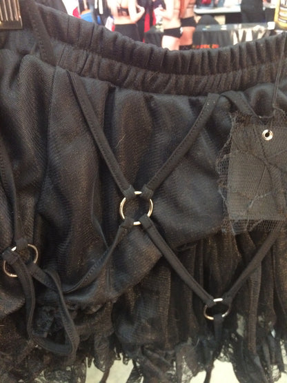 Black lolita skirt cross loops